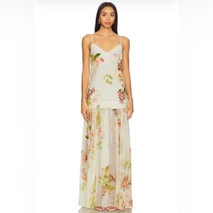 HEMANT & NANDITA Cream Floral Maxi Dress